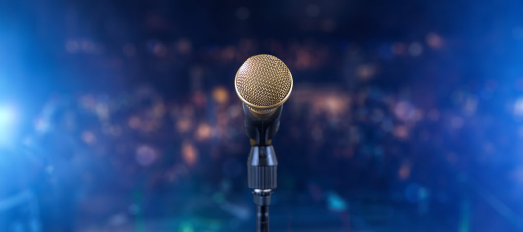 microphone on stage for conference translation