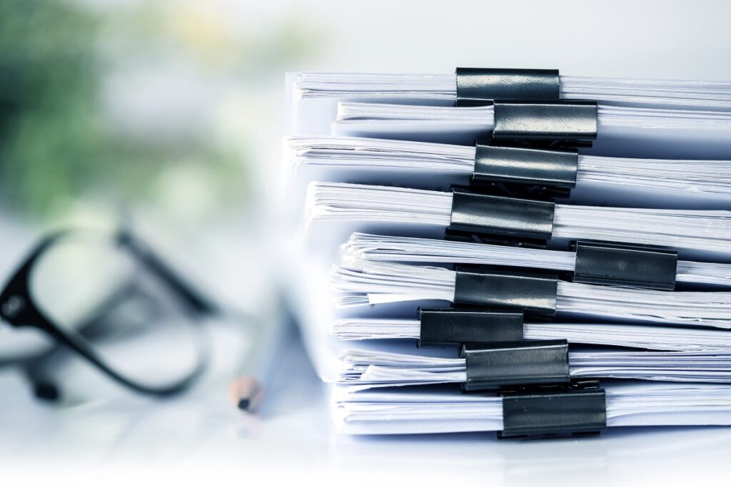 legal document translation - documents stacked